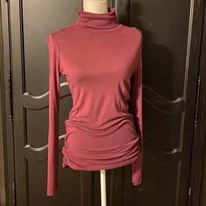 Cynthia Rowley Ruched Turtle Neck - Mauve